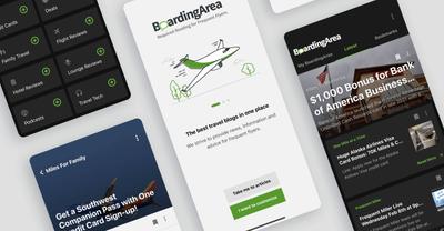 A creative arrangement of screenshots of BoardingArea's new mobile app